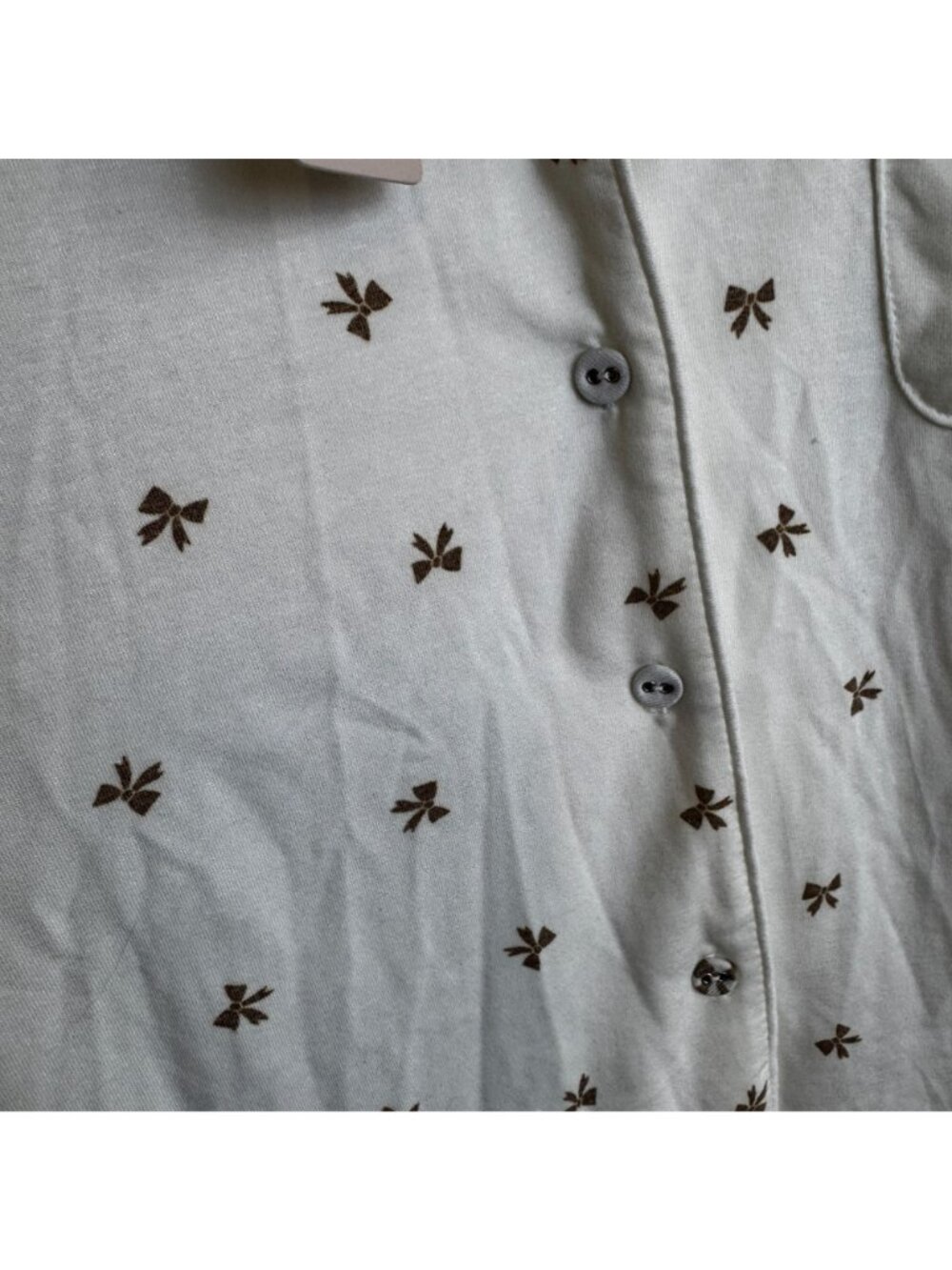 Como Sleep Modal Women's 2 Piece Pajama Pants Set Size L/G Ivory with Bow Print - Picture 5 of 9